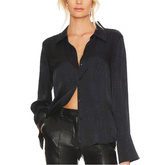 ANINE BING NEO SHIRT IN PYTHON PRINT Silk Button Down SIZE L - Picture 9 of 14